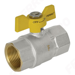 Robinet trecere din alama pt. gaz 1" FI-FI cu sfera si fluture