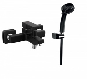 Baterie Cada+Dus Zicco + Set Dus Cu Suport, Negru Mat