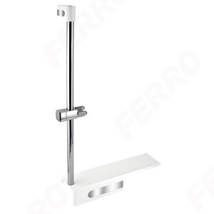 Suport dus cu bara culisanta si etajera Yacore, alb/inox