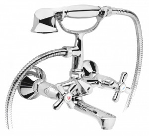 Baterie perete cada/dus Retro, crom cu accesorii - XR11