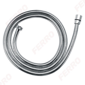 Furtun flexibil dus conic, metalic dublu spiralat 150 cm, crom