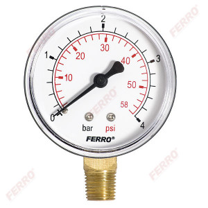 Manometru 63 mm 1/4" radial, 0-4 bari