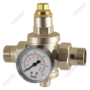 Reductor de presiune cu manometru 1/2" PN25 0,5-5,0 bar