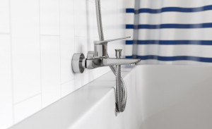 Set FERRO STRATOS 3in1 Baterie stativa lavoar + Baterie perete cada/dus + Set dus cu para dus 1 functie, ploaie, crom