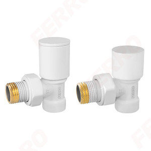 Set robineti radiator tur/retur coltari 1/2", alb