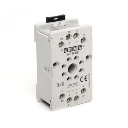 Podnožje RS1P08H1, 8-pina, 10A, 250Vac IP40 Emas