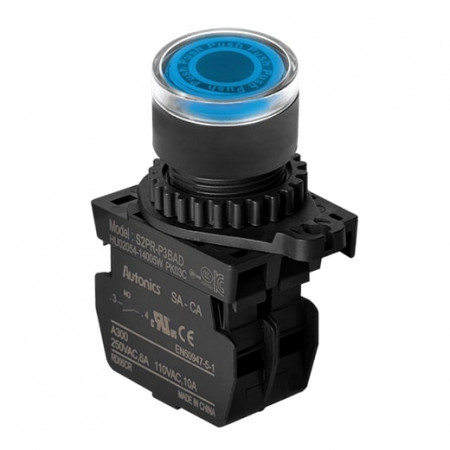Taster plavi S2PR-P3BADM, 1NO, sa LED indikacijom 12-24Vac/dc, 6A 250Vac IP52 Autonics