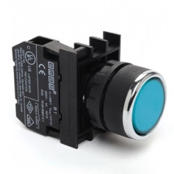 Taster plavi B100DM, 1NO, oklopljen, ugradnja na fi22mm, 4A 250Vac IP50 Emas
