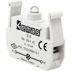 Kontakt blok sa LED diodom BB, 5-12mA, 100-230V AC bela IP20 Emas