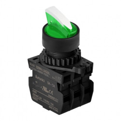 Prekidač tropoložajni S2SRN-L7G2ALM 1-0-2 90°,2NO,sa LED indikacijom 100-220Vac,zeleni IP52 Autonics