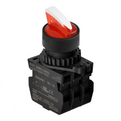 Prekidač tropoložajni S2SRN-L7R2ALM 1-0-2 90°,2NO,sa LED indikacijom 100-220Vac,crveni IP52 Autonics