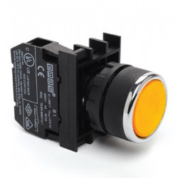 Taster žuti B100DS, 1NO, oklopljen, ugradnja na fi22mm, 4A 250Vac IP50 Emas