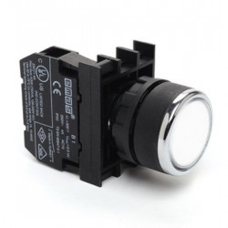 Taster beli B100DB, 1NO, oklopljen, ugradnja na fi22mm, 4A 250Vac IP50 Emas