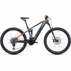 Bicicleta Electrica MTB Full Suspension CUBE Stereo Hybrid 120 Pro 625 Flashgrey Orange