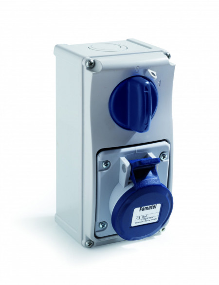 Priza industriala interblocabila monofazata 3P 32A 230V IP44 PT Famatel