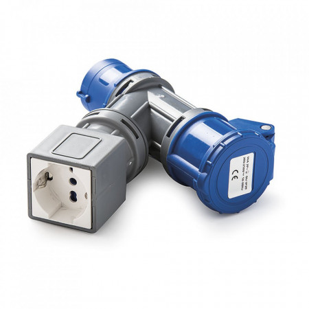 Adaptor fisa industriala 3P 16A 230V la priza schuko 16A 230V si priza industriala 3P16A 230V IP20 Famatel
