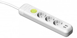 Prelungitor 3 prize schuko 230V 16A cablu 3X1,5mmp 1,5m cu intrerupator luminos si 2USB protectie la supratensiune nou