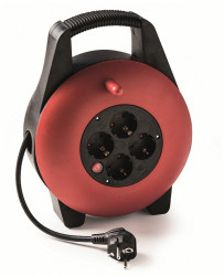 Derulator 4 prize schuko 16A, 10m, cu stecher schuko 16A, 230V prevazut cu termosiguranta Famatel