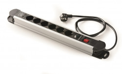 Prelungitor din aluminiu 6 prize schuko 16A 230V + 2xUSB 2,1A/5V cu protectie la supratensiune