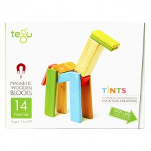 Set 14 piese din lemn magnetic, Tegu Tints