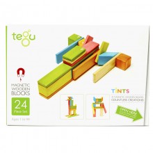 Set 24 piese din lemn magnetic, Tegu Tints