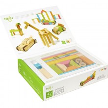 Set 42 piese din lemn magnetic, Tegu Tints
