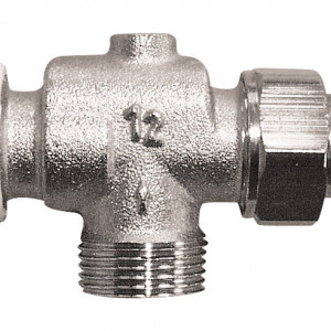 Set termostatic Herz format din robinet cu ventil termostatic model coltar special cu filet exterior, cap termostatic Project si conectori (pentru teava de CU de 15 sau PeXAl 16)