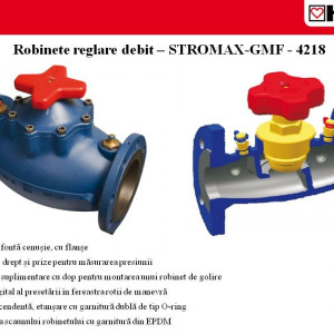 Robinet de reglare debit coloane cu prize de presiune Herz Stromax - GMF, corp cu flanşe, model cu scaun drept, DN 80, kvs 68,5, cod 1 4218 48