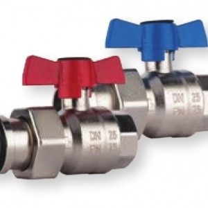 Set robineti drepti cu sfera olandez cu O-ring Herz Armaturen pentru distribuitoare DN25 (1''), PN25