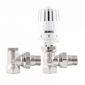 Set termostatic Herz alcatuit din robinet cu ventil termostatic, cap termostatic Project si robinet de retur DN15 1/2", cod V 7724 03