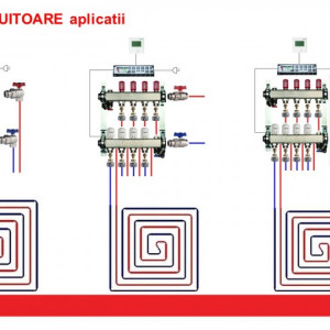 Set distribuitoare inox Herz Armaturen pentru incalzire in pardoseala, plafon sau pereti, cu 9 cai