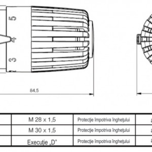 Cap termostatic Herz cu prindere rapida, model Projekt H, M30X1,5, cod 1 7260 18