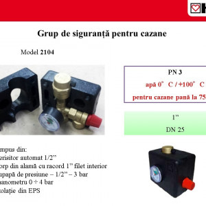 Grup de siguranţă pentru cazanele pe lemne PN 3 cod 1 2104 15