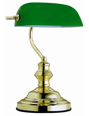 Lampa de birou alama sticla albastra, 1 bec, dulie E27, Globo 2491