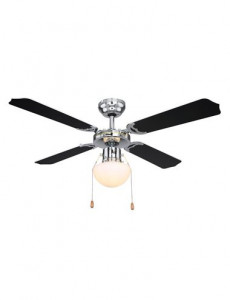 Candelabru cu ventilator Globo 0309CSW, 1 bec, dulie E27, opal, crom