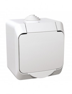 Priza simpla cu impamantare si capac, 16A, IP44, alb, Schneider Cedar