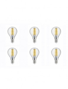 Set 6 becuri led sferice E14, 4W (35 W), 400lm, lumina calda, A+, GTV