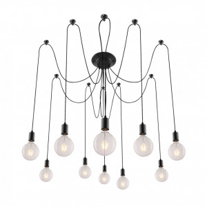 Candelabru Caspar. 10 brate x max 60W, dulie E27, negru matt, Rabalux