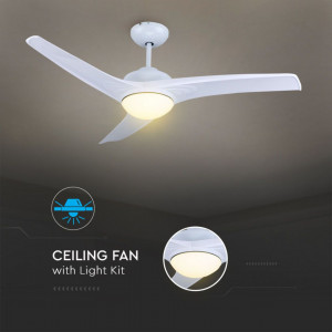 Candelabru cu ventilator 35W, led 15W, telecomanda pentru temperatura de culoare a luminii, alb, V-TAC