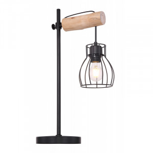 Veioza, metal negru, lemn natural, 1 bec, dulie E27, 15326NT, Globo