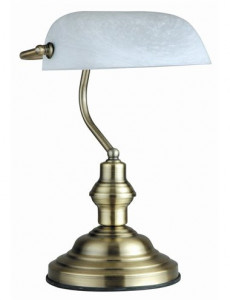 Lampa de birou alama sticla alba, 1 bec, dulie E27, Globo 2492