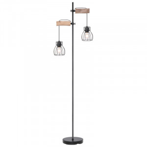 Lampadar, metal negru, lemn natural, 2 becuri, dulie E27, 15326-2SN, Globo