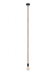 Pendul metal negru cu funie de canepa maro, 1 bec, dulie E27, Globo 69029H