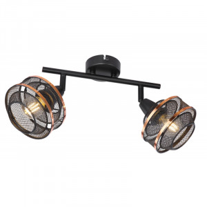 Spot metal negru, metal negru-auriu, 2 becuri, dulie E14, 54020-2, Globo