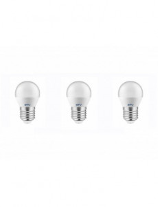 Set 3 becuri led sferice E27, 8W(54 W), 700 lm, lumina calda, A+, GTV