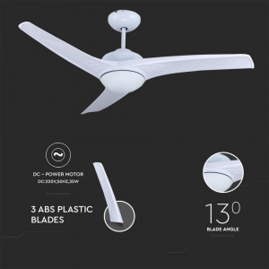 Candelabru cu ventilator 35W, led 15W, telecomanda pentru temperatura de culoare a luminii, alb, V-TAC