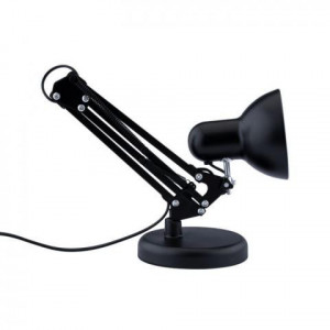 Lampa de birou Lena, corp din metal negru, flexibil, prindere clema sau picior, dulie E27(max60W), MasterLED
