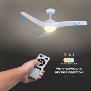 Candelabru cu ventilator 35W, led 15W, telecomanda pentru temperatura de culoare a luminii, alb, V-TAC