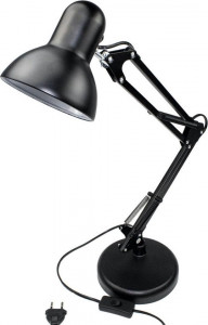 Lampa de birou Lena, corp din metal negru, flexibil, prindere clema sau picior, dulie E27(max60W), MasterLED