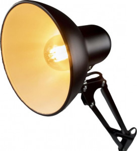 Lampa de birou Lena, corp din metal negru, flexibil, prindere clema sau picior, dulie E27(max60W), MasterLED